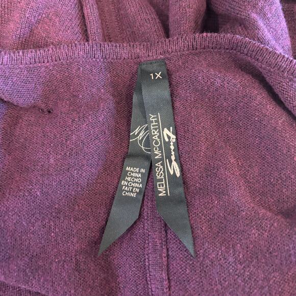 Melissa McCarthy Seven Eggplant Purple Knit Poncho Plus Size 1X - Picture 4 of 4
